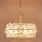 AuroraLux Gold-leaf Round Glass Chandelier