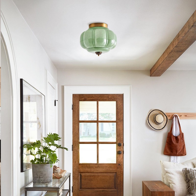 Ozita Retro Milk Glass Semi Flush Mount Eloise Ceiling Light