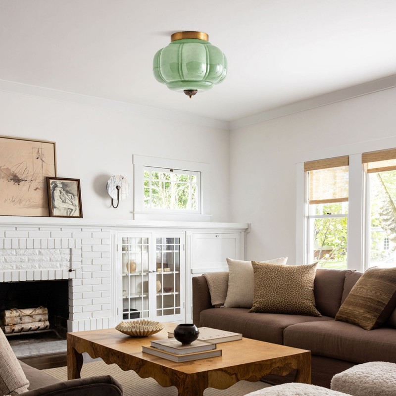 Ozita Retro Milk Glass Semi Flush Mount Eloise Ceiling Light