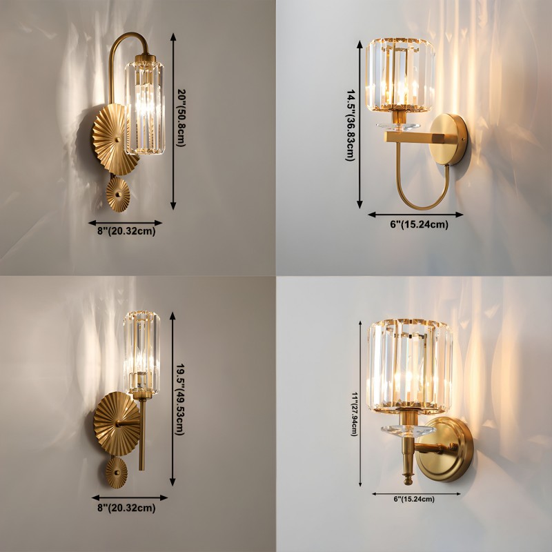 Solstice Brushed Brass Crystal Ribbed Glass Wall Sconce