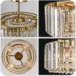 Ryxar Round Ribbed Crystal Semi Flush Mount Light