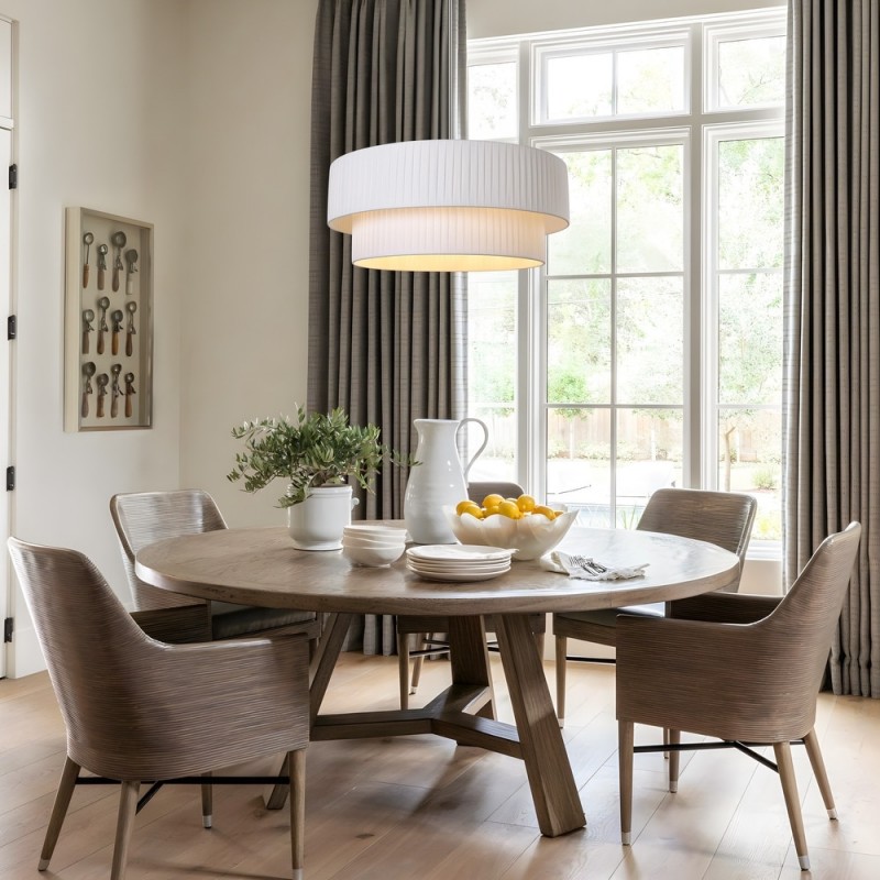 Elaraine Pleated Fabric Circular Drum Shade Chandelier