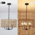 Arlo Bohemian 5 Light Natural Rattan Drum Chandelier