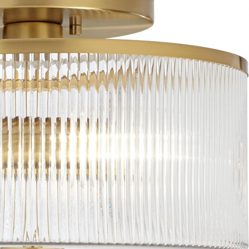 Claude Farmhouse Striped Glass Drum Ceiling Light