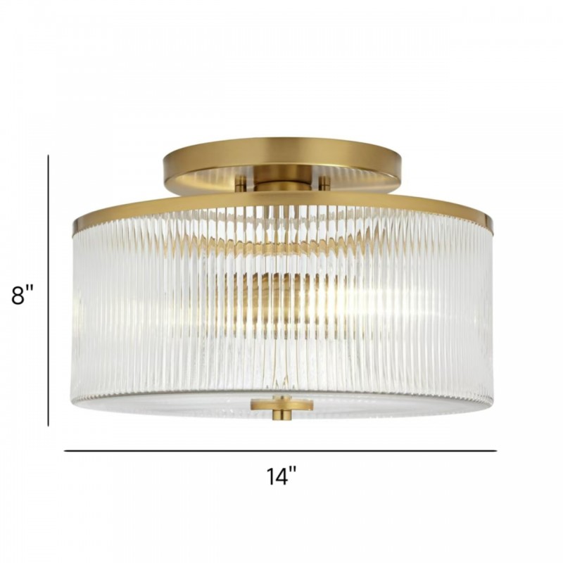 Claude Farmhouse Striped Glass Drum Ceiling Light