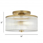 Claude Farmhouse Striped Glass Drum Ceiling Light