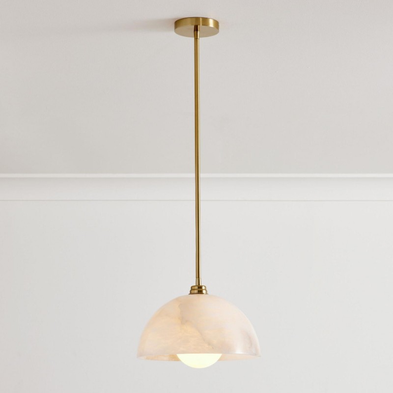 Bertie Farmhouse Alabaster Dome Pendant Light