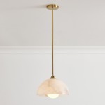 Bertie Farmhouse Alabaster Dome Pendant Light