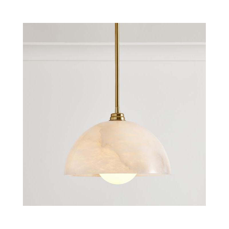 Bertie Farmhouse Alabaster Dome Pendant Light