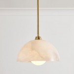 Bertie Farmhouse Alabaster Dome Pendant Light