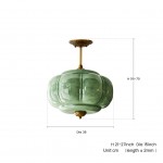 Vortan Antique Brass Green Glass Semi-Flush Mount Eloise Pendant Lamp