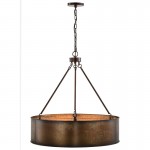 Ezra Vintage Bronze Industrial Pendant Light with Drum Shade