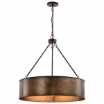 Ezra Vintage Bronze Industrial Pendant Light with Drum Shade