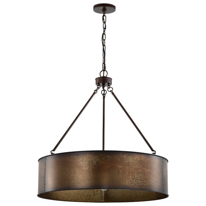 Ezra Vintage Bronze Industrial Pendant Light with Drum Shade