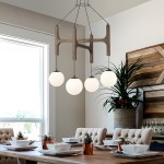 Astraea Farmhouse Wooden Branch Milk Glass Globe Chandelier