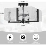 Coriander Black Rectangular Water Rippled Glass Ceiling Light