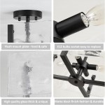 Coriander Black Rectangular Water Rippled Glass Ceiling Light