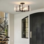 Coriander Black Rectangular Water Rippled Glass Ceiling Light
