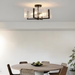 Coriander Black Rectangular Water Rippled Glass Ceiling Light