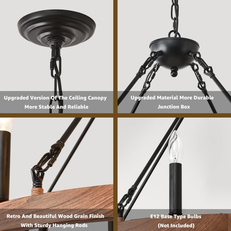 Beau Large 12 Lights Rustic Wagon Wheel Chandelier