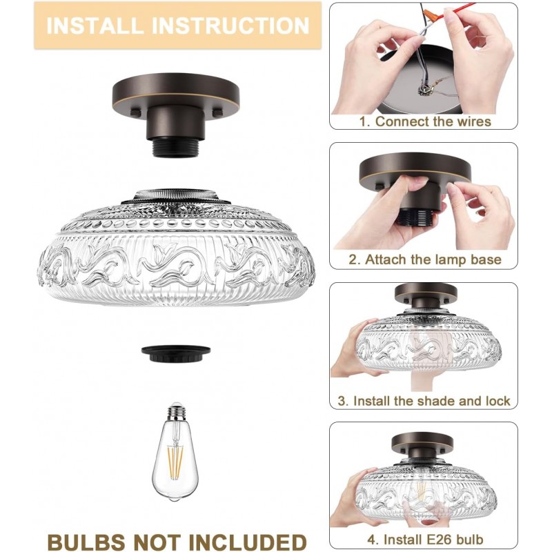 Cassandra American Country Patterned Glass Ceiling Light
