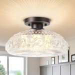 Ozu Modern Water Ripple Glass Drum Flush Mount Light