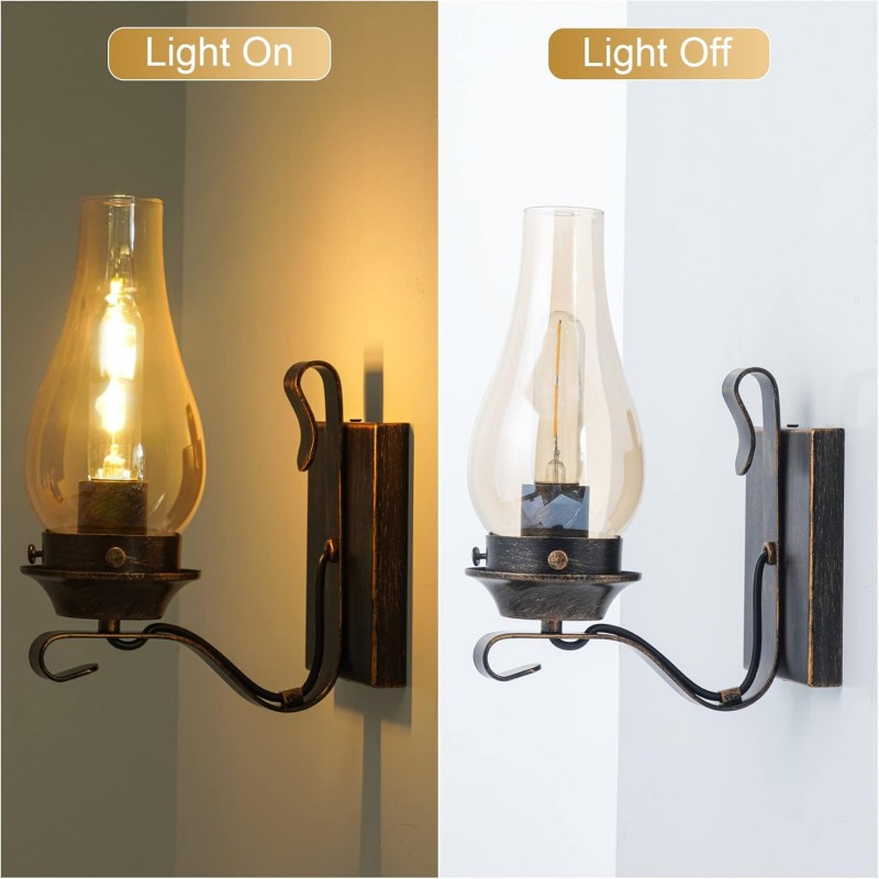 Andrina Retro Verdigris Bronze Kerosene Lamp Shape Sconce