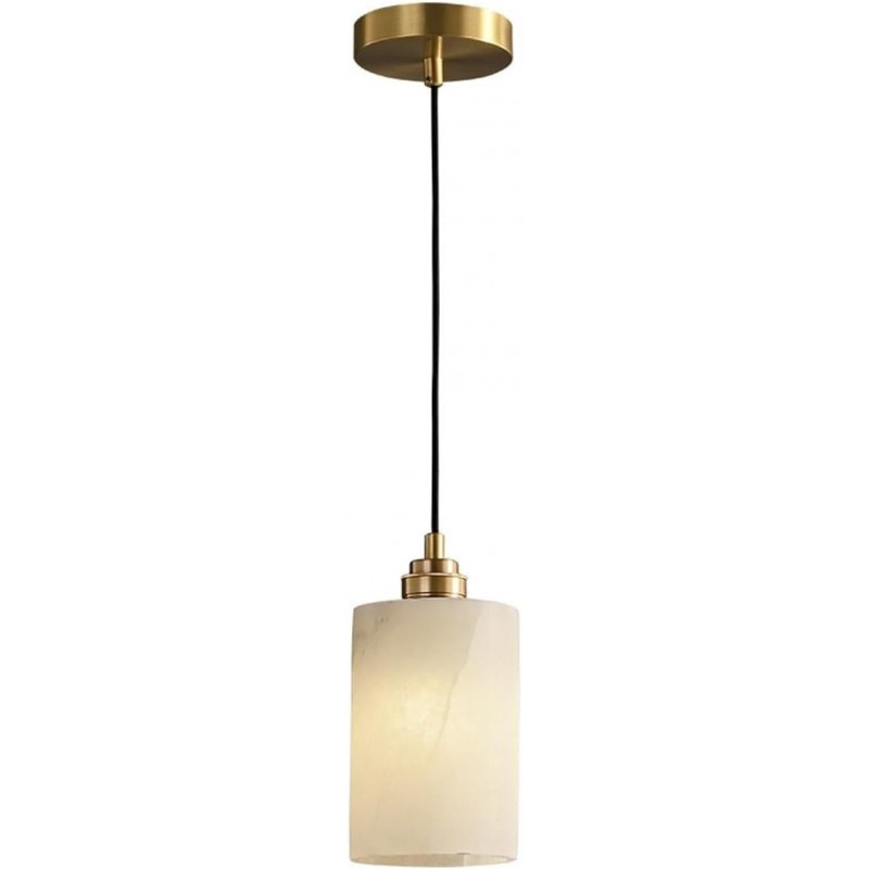 Beverlee Modern Brass Cylinder Alabaster Pendant Light
