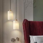 Beverlee Modern Brass Cylinder Alabaster Pendant Light