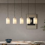 Beverlee Modern Brass Cylinder Alabaster Pendant Light