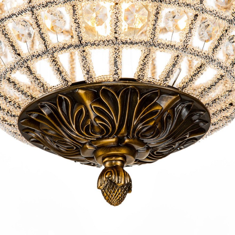 Dion Luxury French Antique Brass Crystal Globe Chandelier