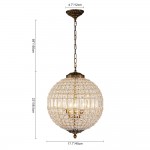 Dion Luxury French Antique Brass Crystal Globe Chandelier