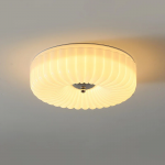 Elyndor White Milk Glass Pumpkin Flush Mount Schoolhouse Light