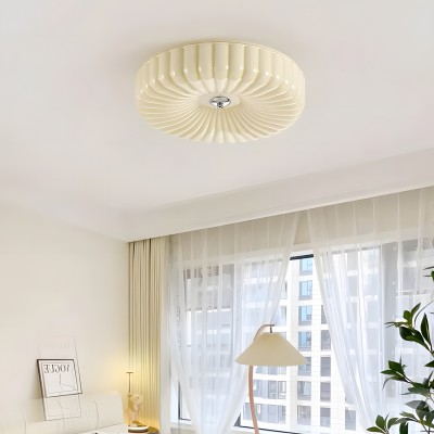 Prythos Cream Textured Glass Round Bauhaus Ceiling Light