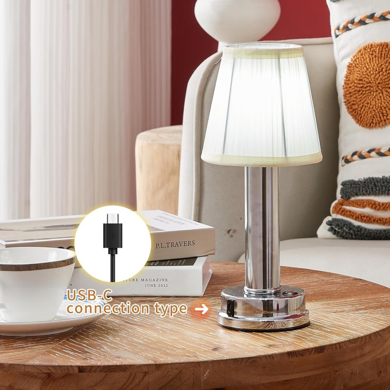 Mariana Cordless Battery Operated Pleated Shade Table Lamp