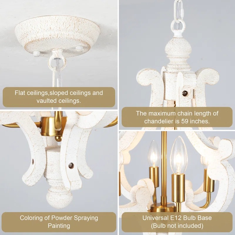 Astridina Rustic Antique Wooden French Country Chandelier