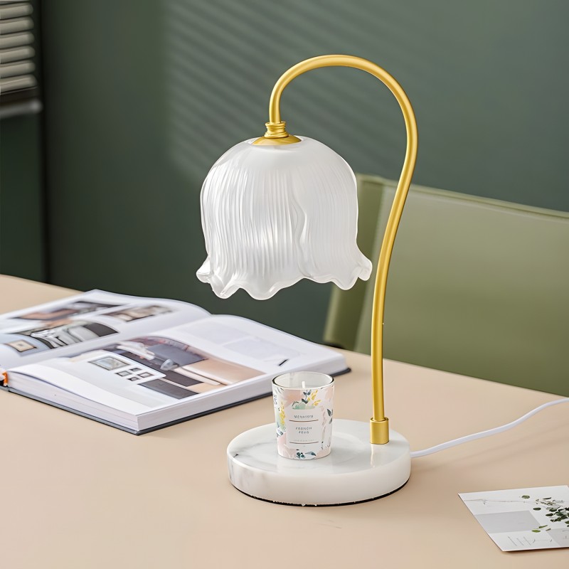 Keya Flower Dimmable Melted Wax Marble Glass Table Lamp