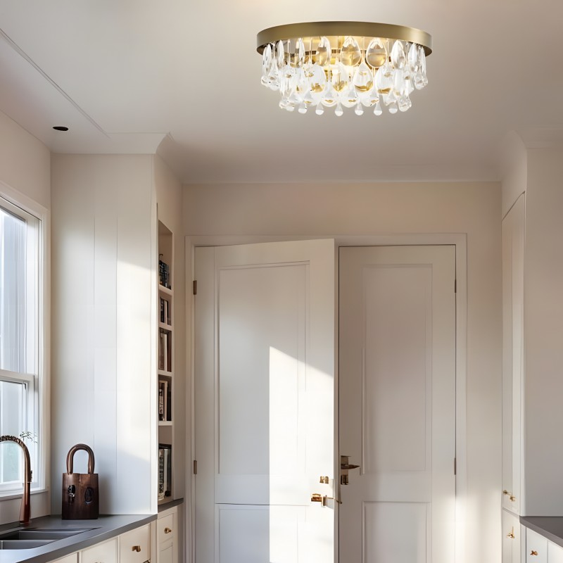 Thalassa Glass Teardrops Crystal Flush Mount Light