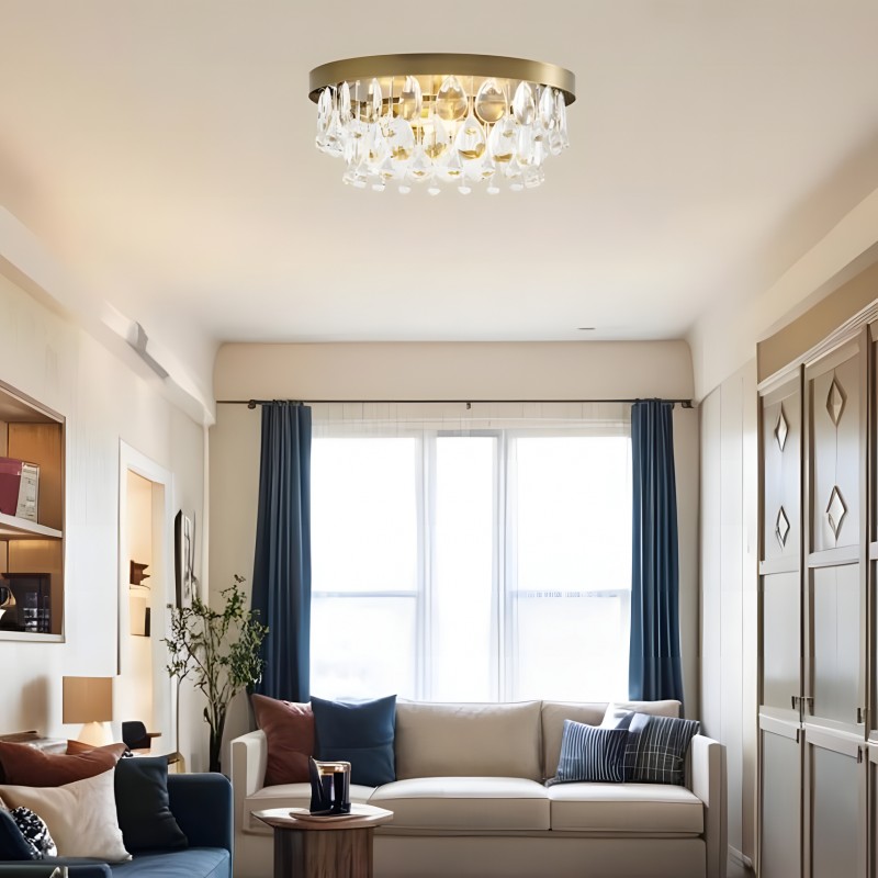 Thalassa Glass Teardrops Crystal Flush Mount Light
