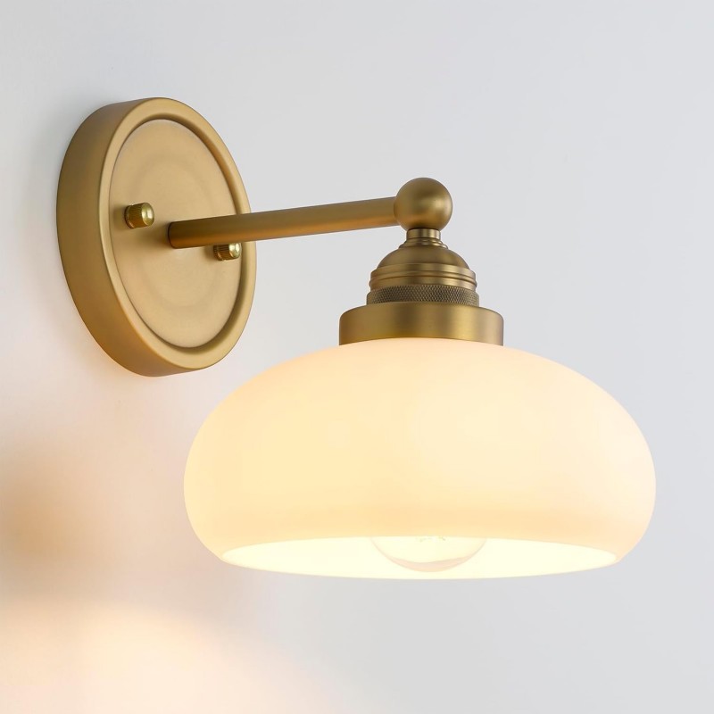 Alberta Bauhaus Milk White Glass Wall Sconce