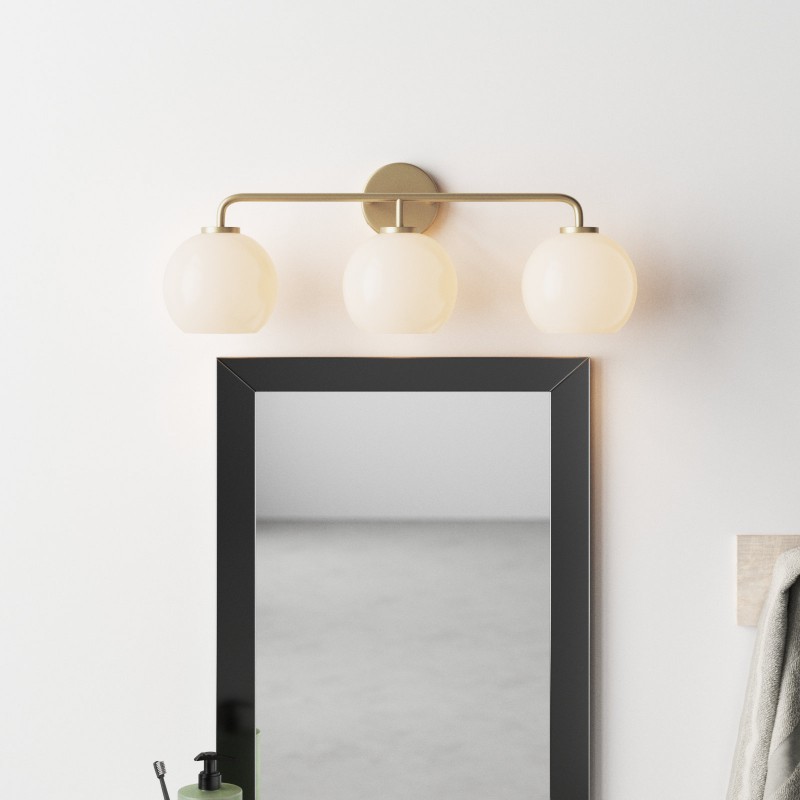 Ericka Farmhouse 3 Light Glass Globe Vanity Light