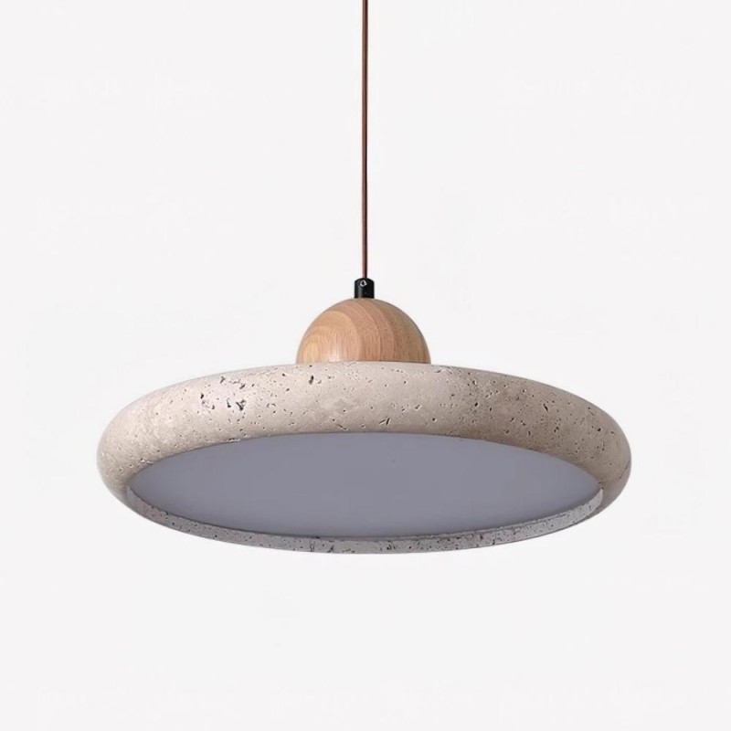 Aggiea Minimalist Yellow Travertine Frisbee Pendant Lamp