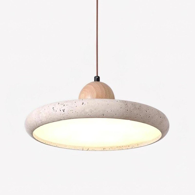 Aggiea Minimalist Yellow Travertine Frisbee Pendant Lamp