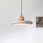Aggiea Minimalist Yellow Travertine Frisbee Pendant Lamp