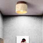 Wiktora Natural Cylindrical Travertine Wooden Ceiling Light