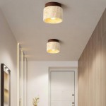 Wiktora Natural Cylindrical Travertine Wooden Ceiling Light