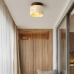 Wiktora Natural Cylindrical Travertine Wooden Ceiling Light