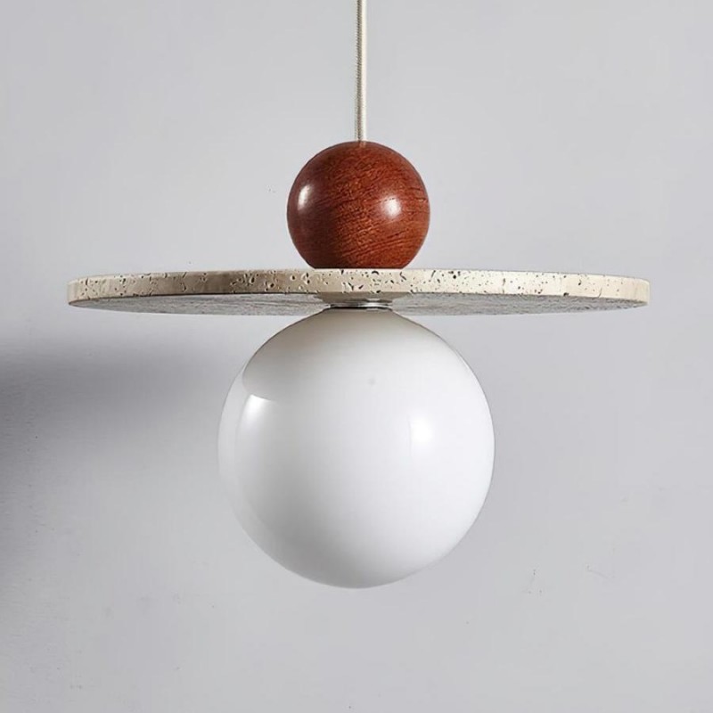 Jeremiah Cream Style Flying Disc Travertine Pendant Light