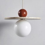 Jeremiah Cream Style Flying Disc Travertine Pendant Light