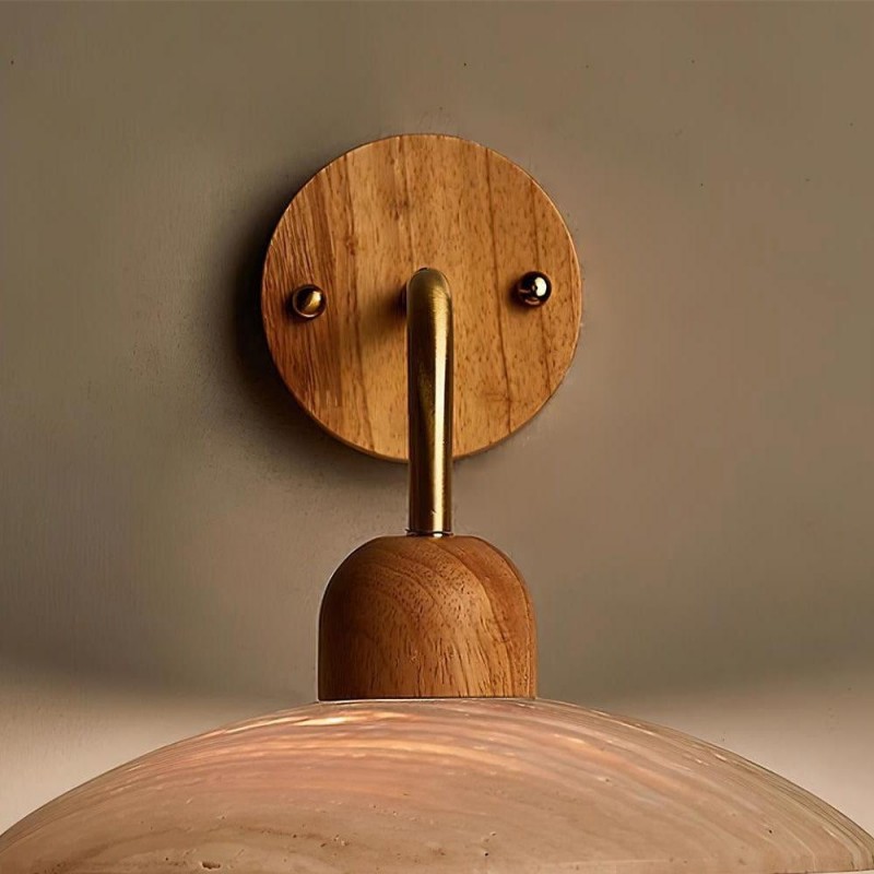Habakkuk Farmhouse Disc Travertine Wall Sconce